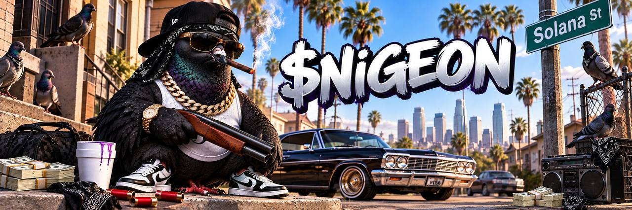 Nigeon and his lowrider on Solana Street, with the Nigeon graffiti wordmark
